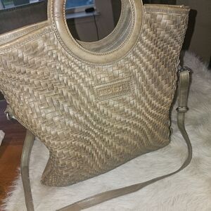 Bed Stu Tan Woven Leather Crossbody Bag